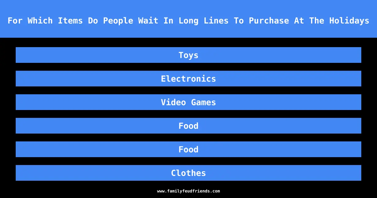 For Which Items Do People Wait In Long Lines To Purchase At The Holidays answer