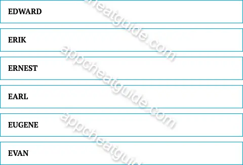 Give me a man's name that starts with the letter "e". screenshot answer
