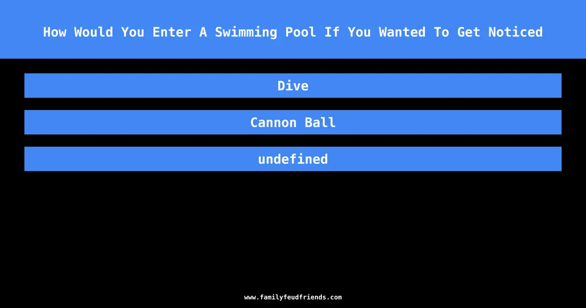 How Would You Enter A Swimming Pool If You Wanted To Get Noticed answer