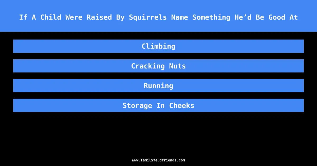 If A Child Were Raised By Squirrels Name Something He’d Be Good At answer