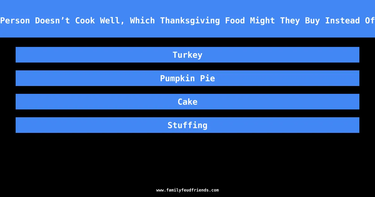 If A Person Doesn’t Cook Well, Which Thanksgiving Food Might They Buy Instead Of Bake answer