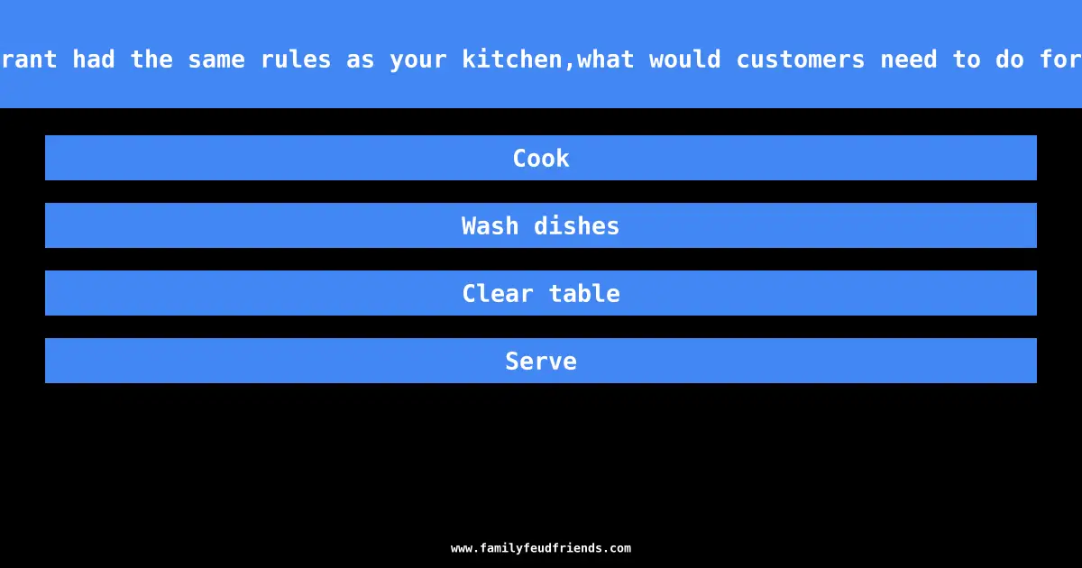 If a restaurant had the same rules as your kitchen,what would customers need to do for themselves answer