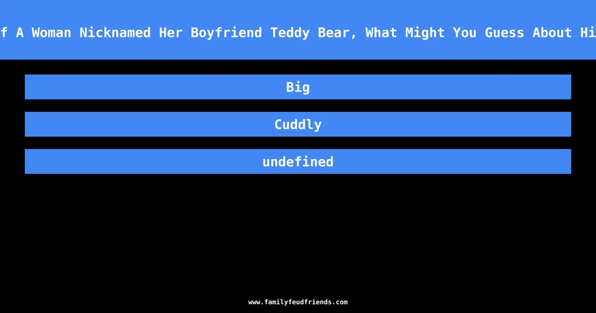 If A Woman Nicknamed Her Boyfriend Teddy Bear, What Might You Guess About Him answer