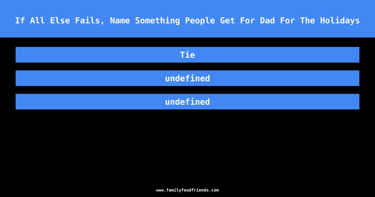 If All Else Fails, Name Something People Get For Dad For The Holidays answer