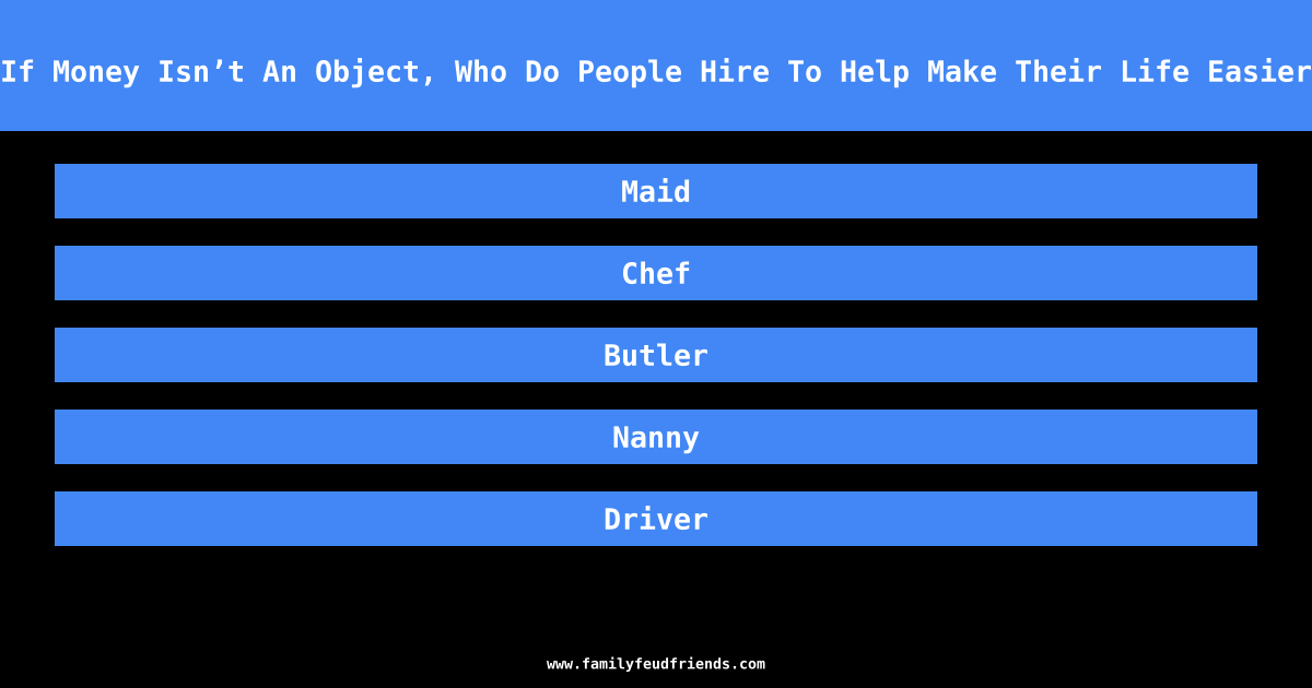 If Money Isn’t An Object, Who Do People Hire To Help Make Their Life Easier answer