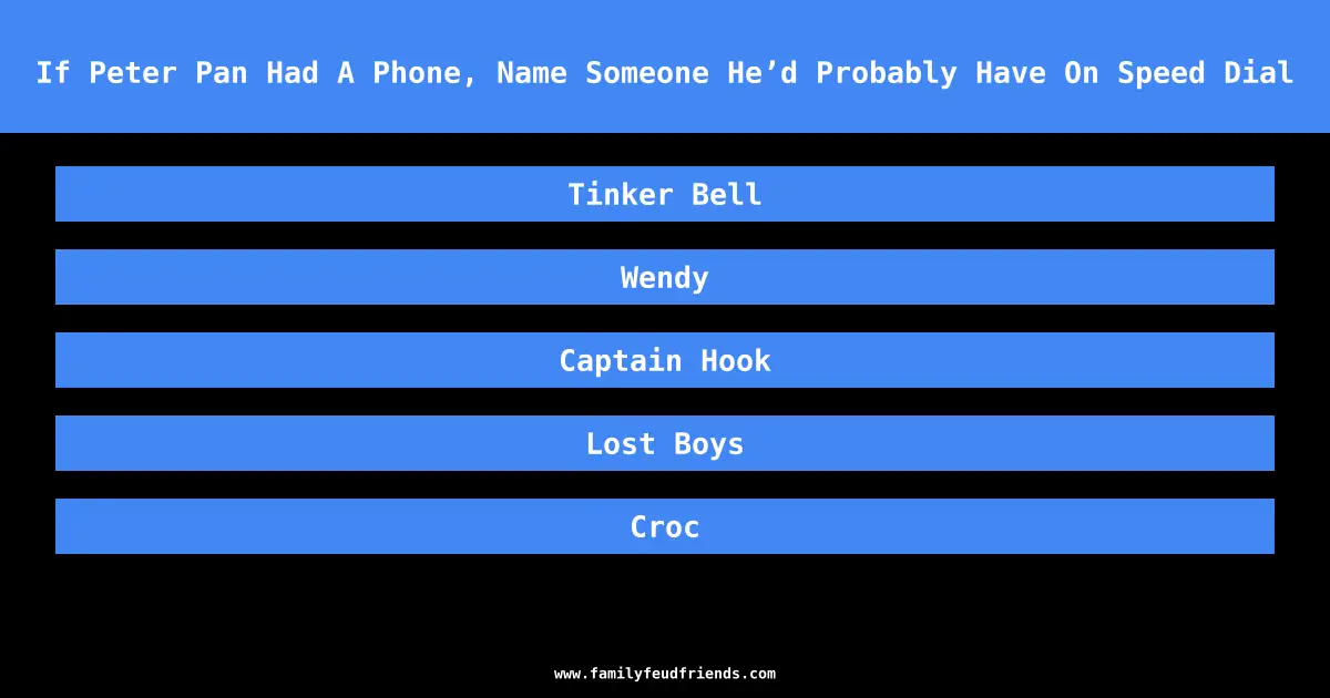 If Peter Pan Had A Phone, Name Someone He’d Probably Have On Speed Dial answer