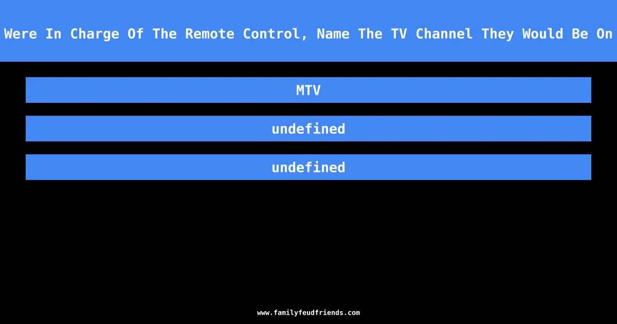 If Teenagers Were In Charge Of The Remote Control, Name The TV Channel They Would Be On All The Time answer