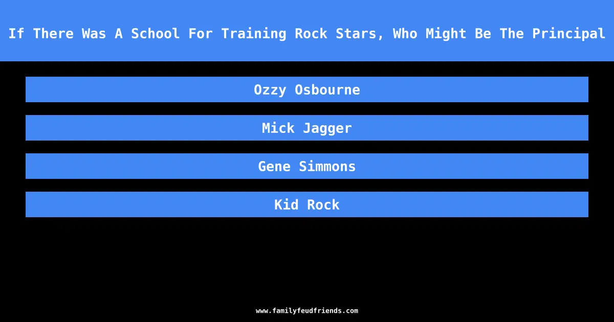 If There Was A School For Training Rock Stars, Who Might Be The Principal answer