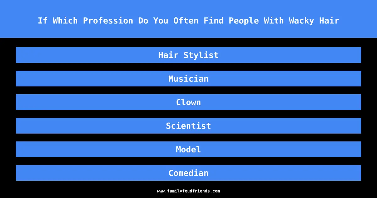 If Which Profession Do You Often Find People With Wacky Hair answer