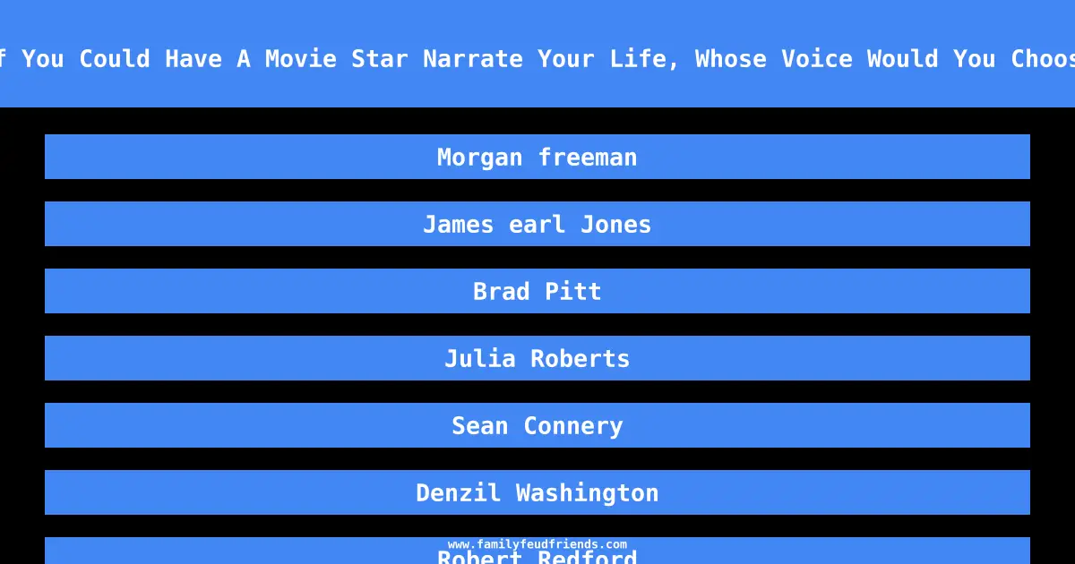 If You Could Have A Movie Star Narrate Your Life, Whose Voice Would You Choose answer
