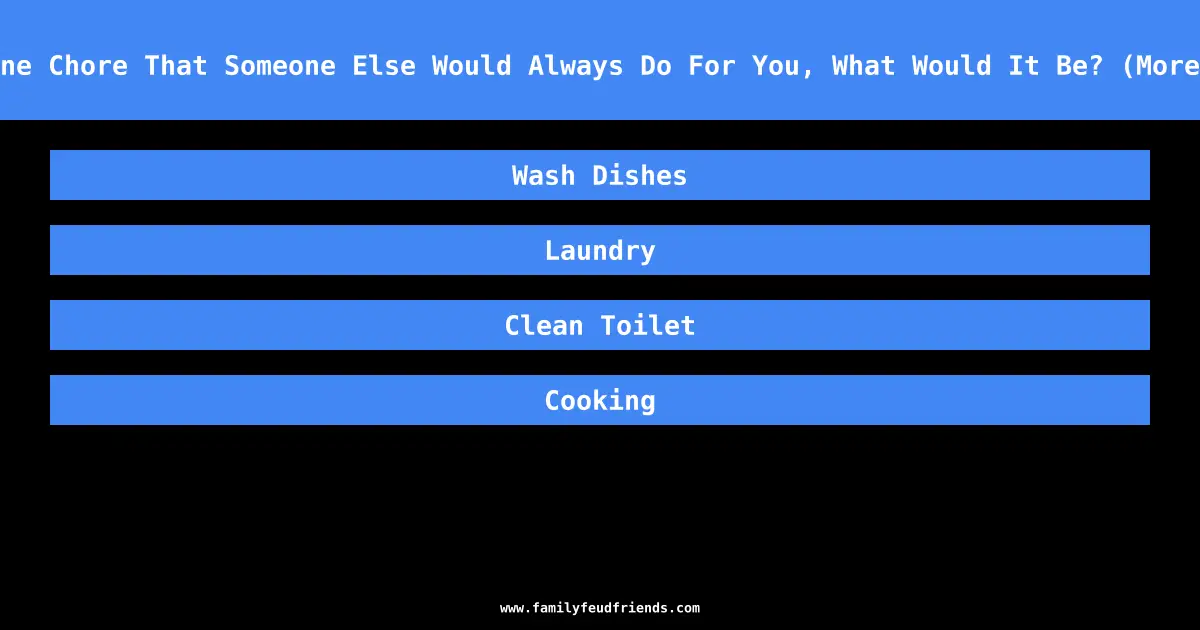 If You Could Have Just One Chore That Someone Else Would Always Do For You, What Would It Be? (More Specific Than “Clean.”) answer