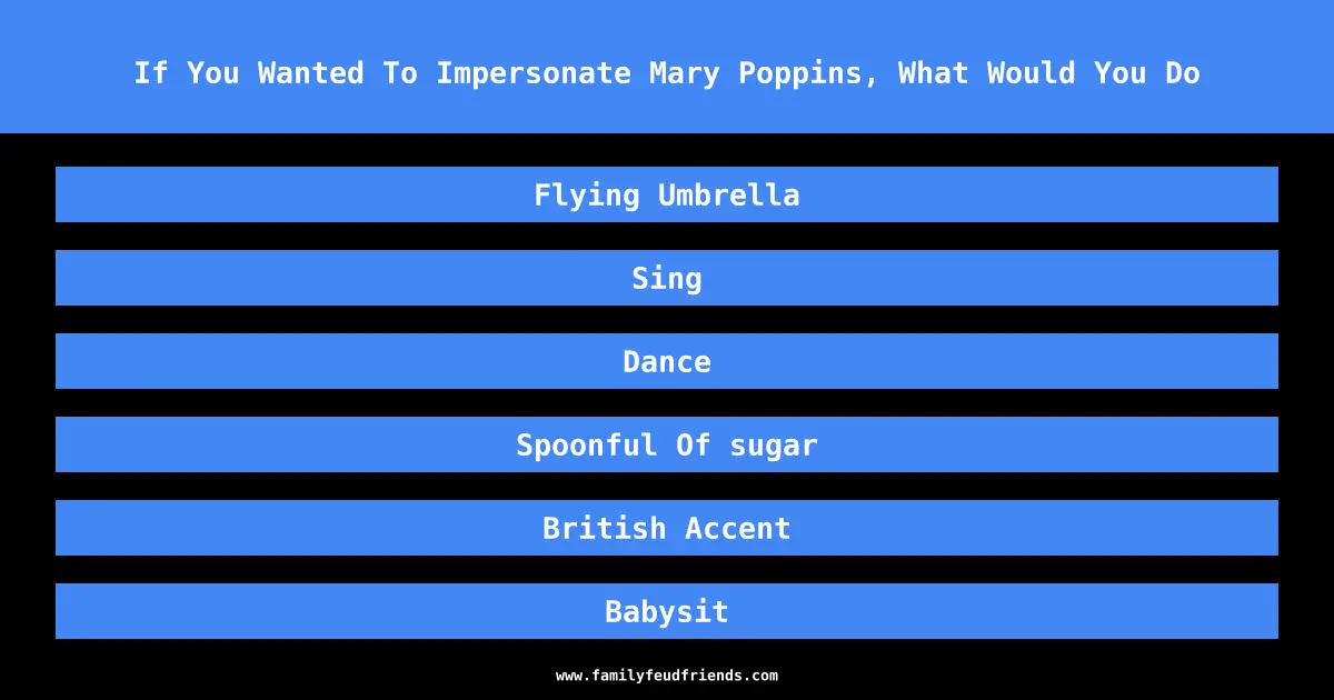 If You Wanted To Impersonate Mary Poppins, What Would You Do answer