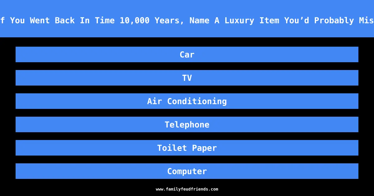 If You Went Back In Time 10,000 Years, Name A Luxury Item You’d Probably Miss answer