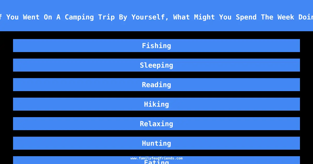 If You Went On A Camping Trip By Yourself, What Might You Spend The Week Doing answer