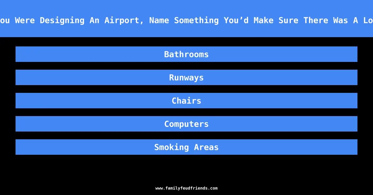 If You Were Designing An Airport, Name Something You’d Make Sure There Was A Lot Of answer