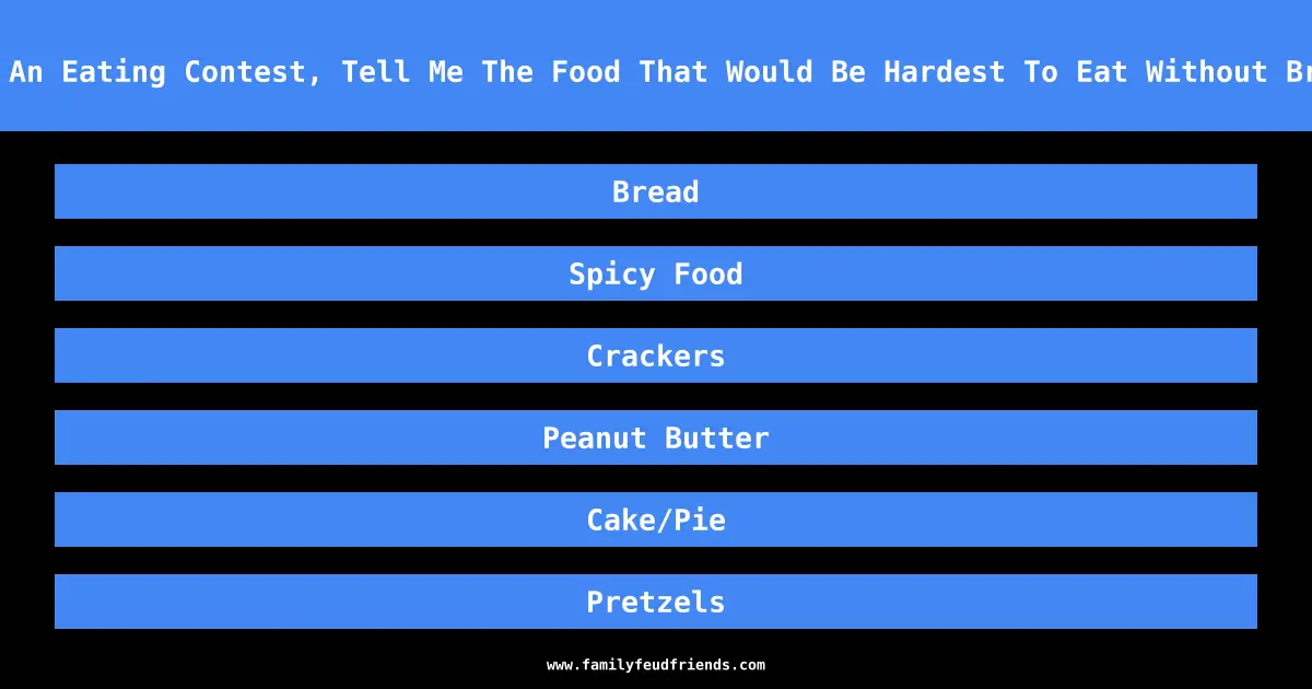 If You Were In An Eating Contest, Tell Me The Food That Would Be Hardest To Eat Without Breaks For Water answer