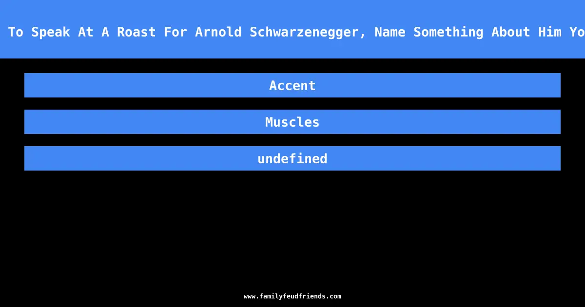 If You Were Invited To Speak At A Roast For Arnold Schwarzenegger, Name Something About Him You Might Make Fun Of answer