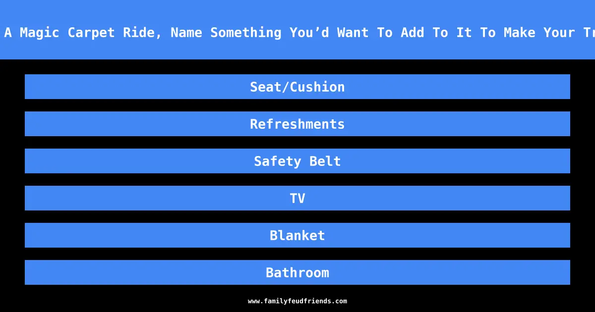 If You Were Offered A Magic Carpet Ride, Name Something You’d Want To Add To It To Make Your Trip More Comfortable answer