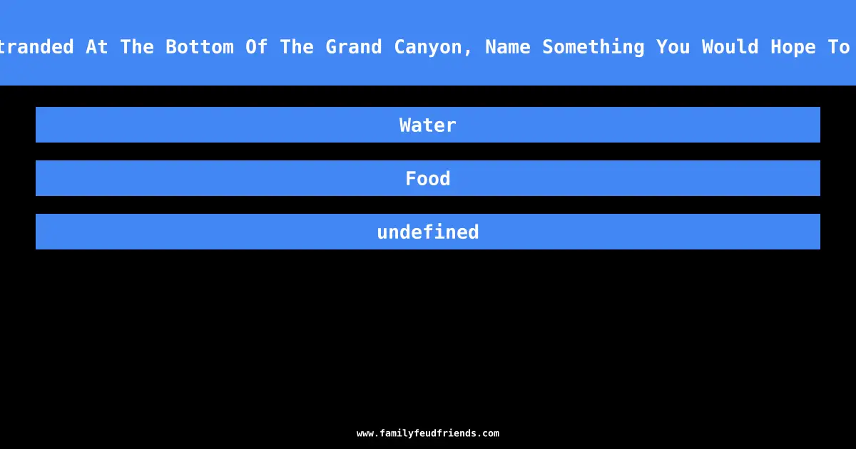 If You Were Stranded At The Bottom Of The Grand Canyon, Name Something You Would Hope To Have With You answer
