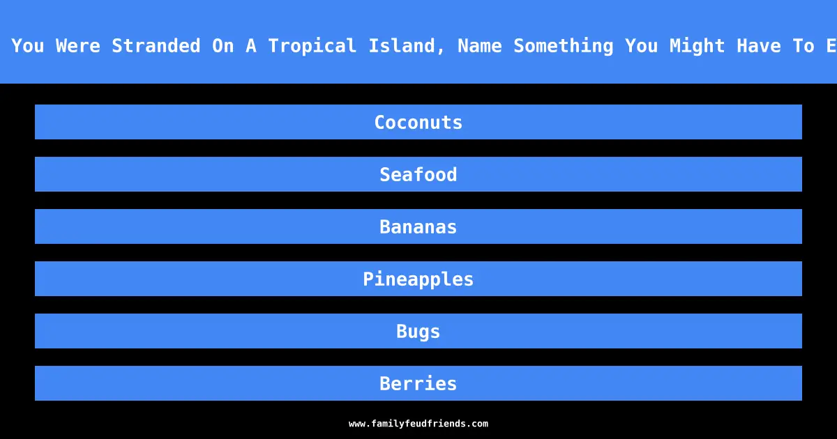 If You Were Stranded On A Tropical Island, Name Something You Might Have To Eat answer