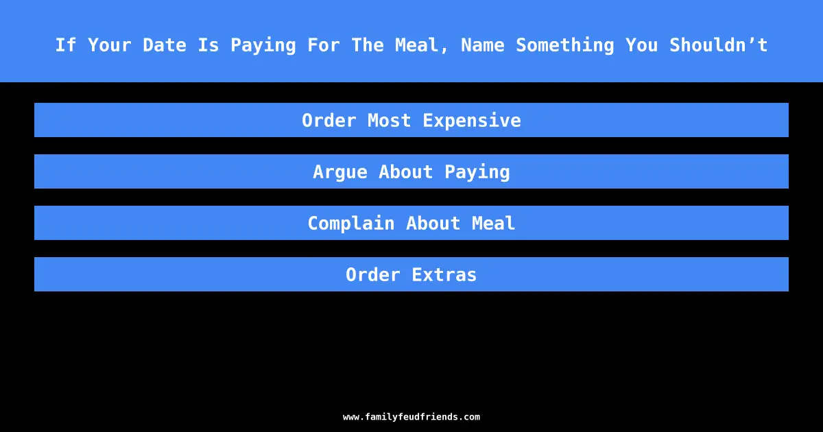 If Your Date Is Paying For The Meal, Name Something You Shouldn’t answer