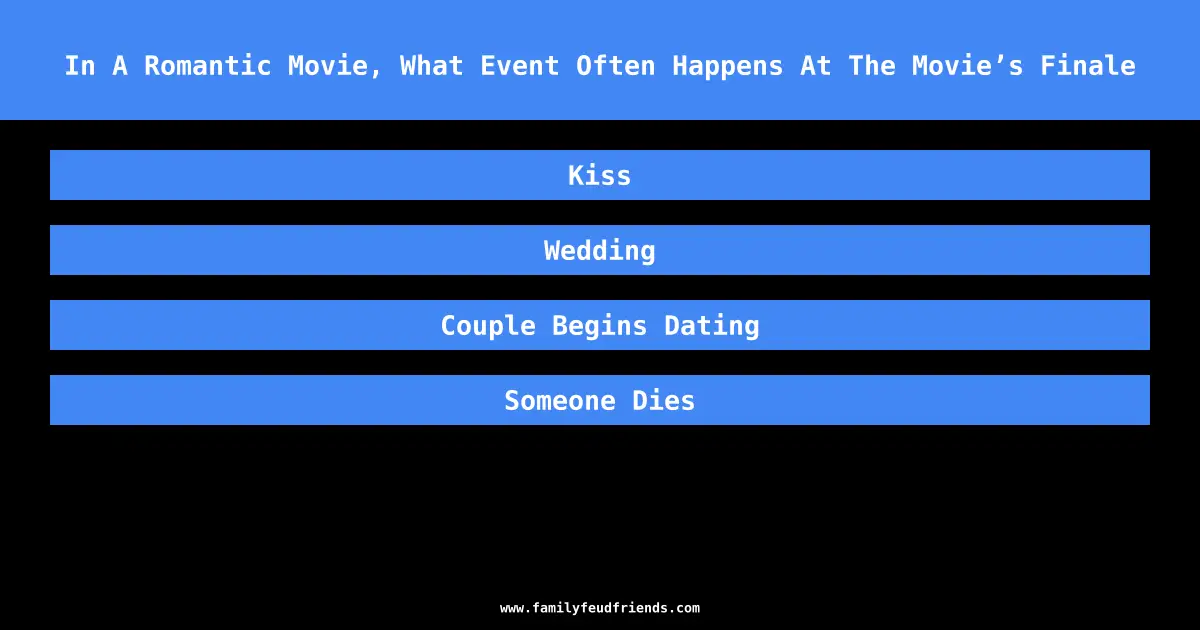 In A Romantic Movie, What Event Often Happens At The Movie’s Finale answer