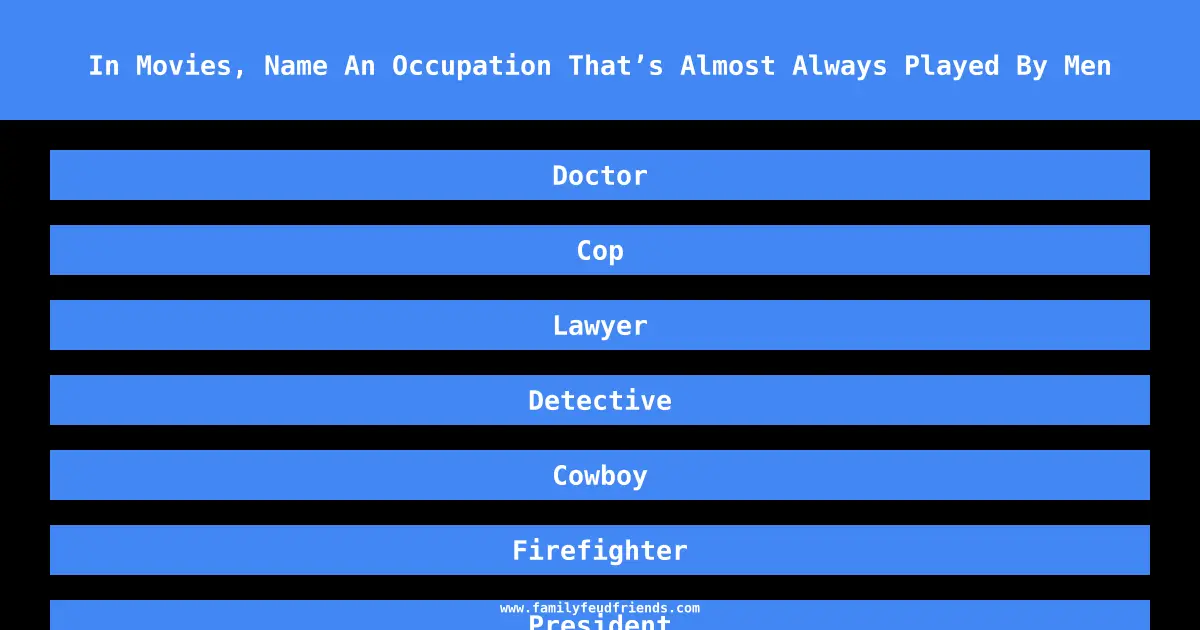 In Movies, Name An Occupation That’s Almost Always Played By Men answer