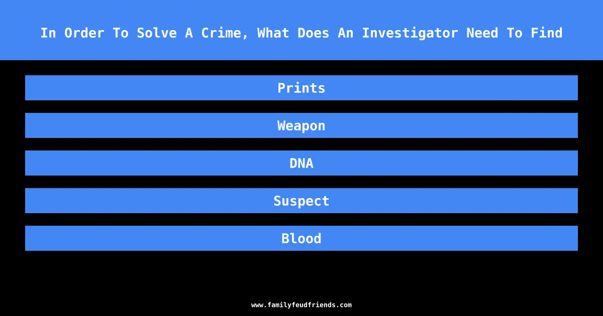 In Order To Solve A Crime, What Does An Investigator Need To Find answer