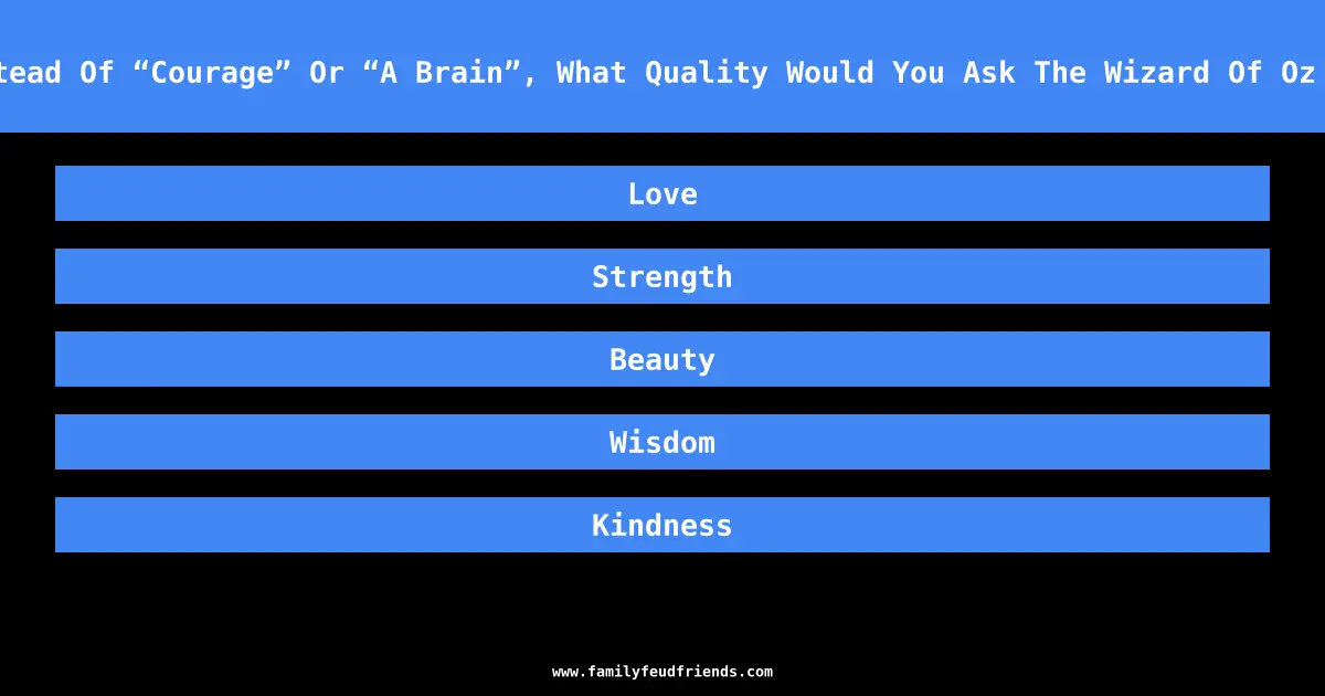 Instead Of “Courage” Or “A Brain”, What Quality Would You Ask The Wizard Of Oz For answer
