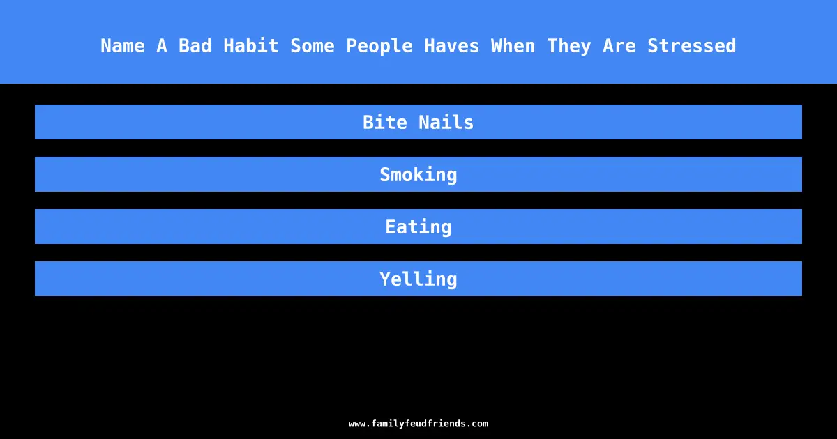Name A Bad Habit Some People Haves When They Are Stressed answer