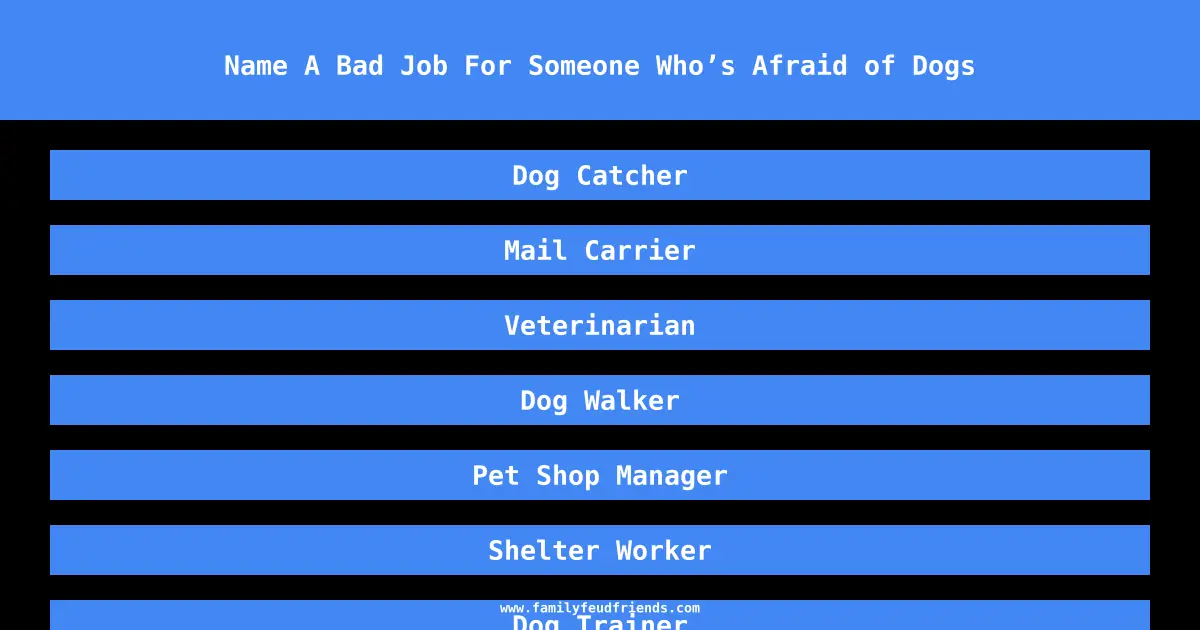 Name A Bad Job For Someone Who’s Afraid of Dogs answer
