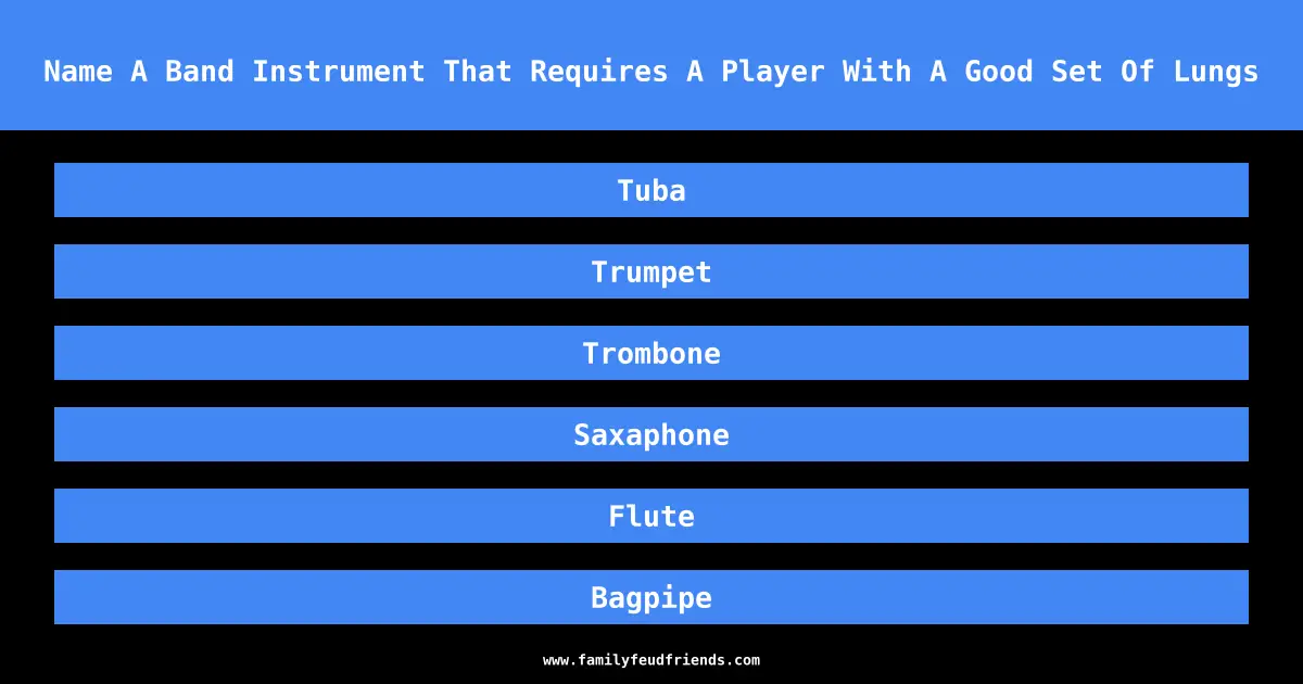 Name A Band Instrument That Requires A Player With A Good Set Of Lungs answer