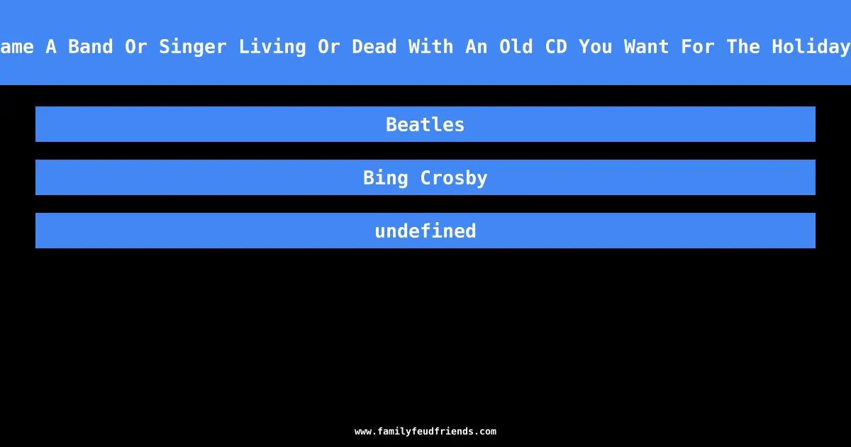 Name A Band Or Singer Living Or Dead With An Old CD You Want For The Holidays answer
