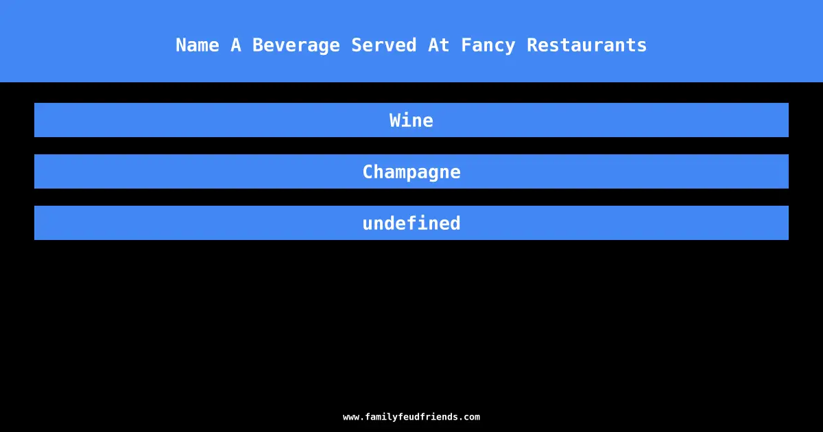 Name A Beverage Served At Fancy Restaurants answer