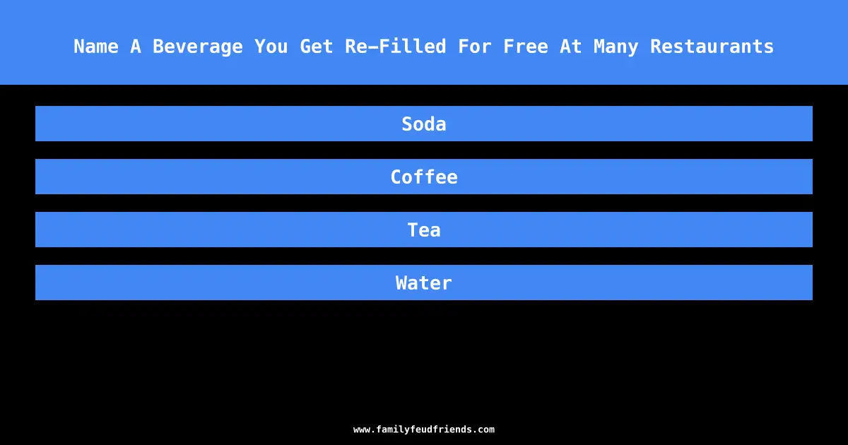 Name A Beverage You Get Re-Filled For Free At Many Restaurants answer