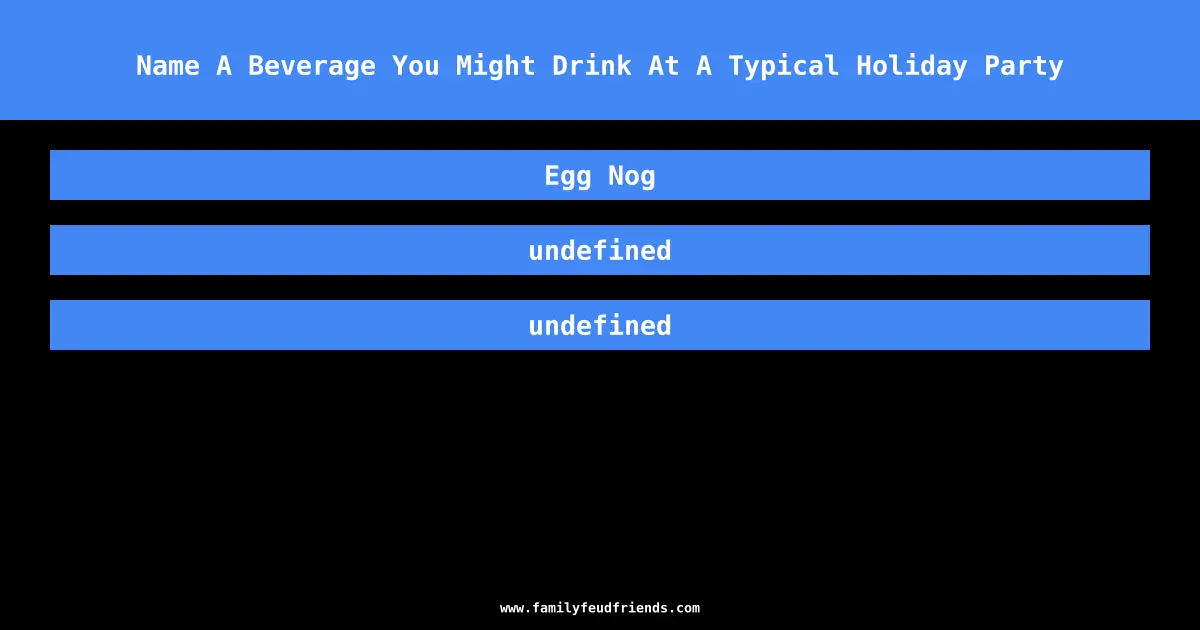 Name A Beverage You Might Drink At A Typical Holiday Party answer