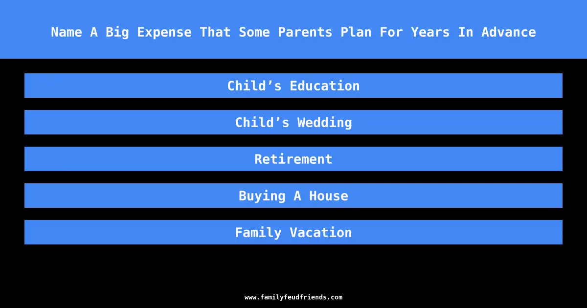 Name A Big Expense That Some Parents Plan For Years In Advance answer