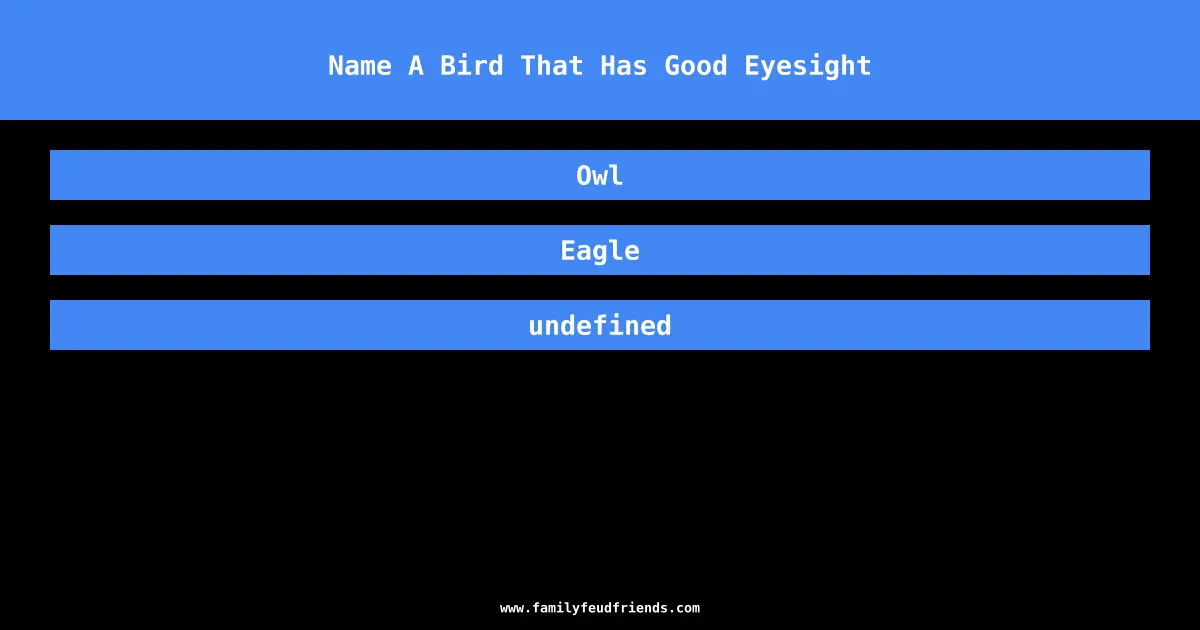 Name A Bird That Has Good Eyesight answer