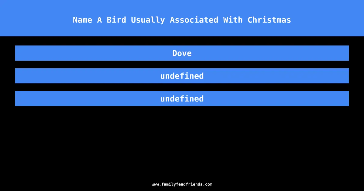 Name A Bird Usually Associated With Christmas answer