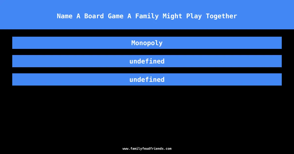 Name A Board Game A Family Might Play Together answer