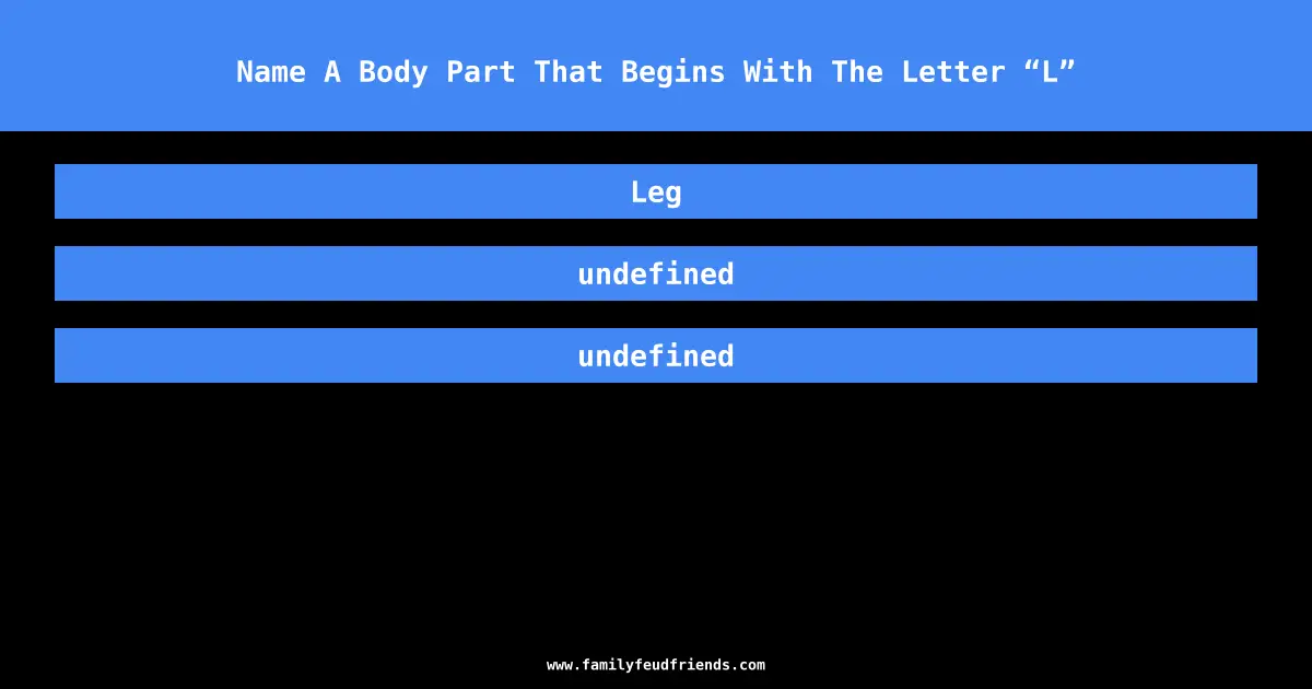 Name A Body Part That Begins With The Letter “L” answer