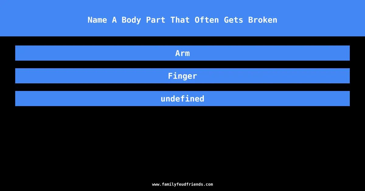 Name A Body Part That Often Gets Broken answer