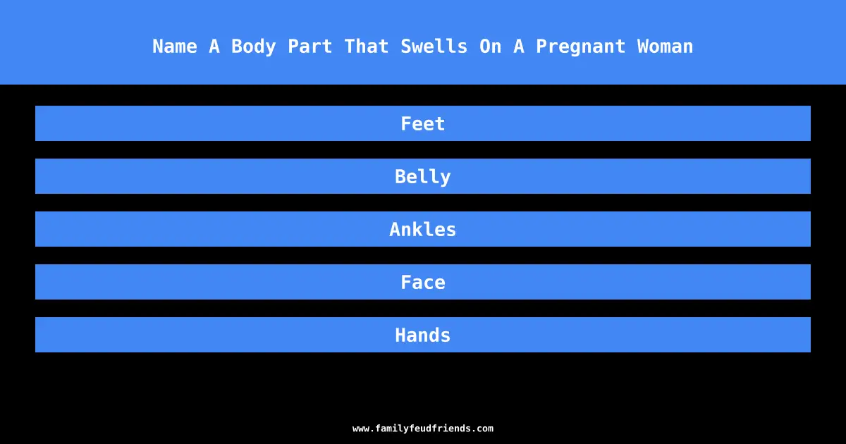 Name A Body Part That Swells On A Pregnant Woman answer