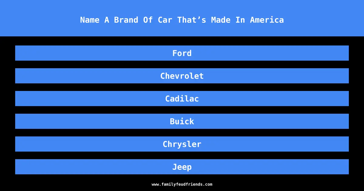 Name A Brand Of Car That’s Made In America answer