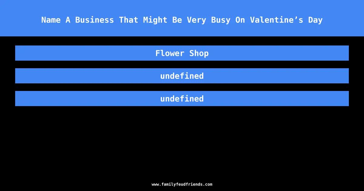 Name A Business That Might Be Very Busy On Valentine’s Day answer