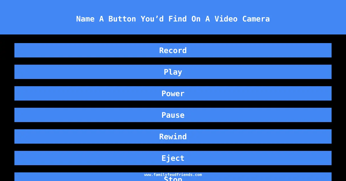 Name A Button You’d Find On A Video Camera answer