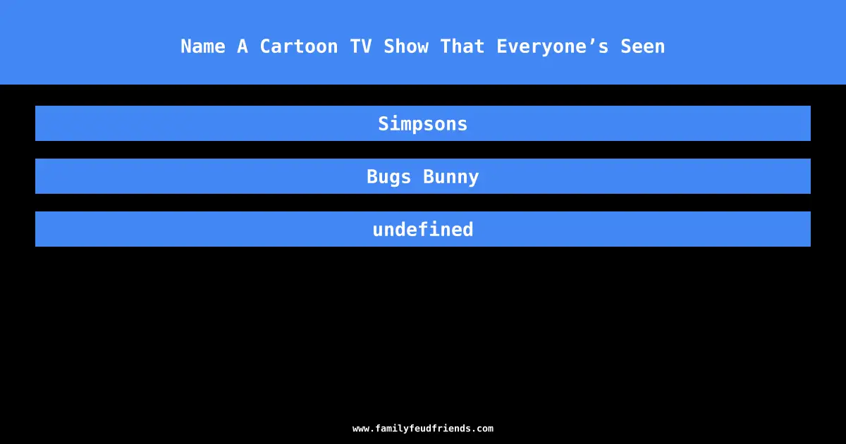 Name A Cartoon TV Show That Everyone’s Seen answer