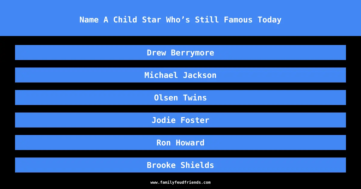 Name A Child Star Who’s Still Famous Today answer