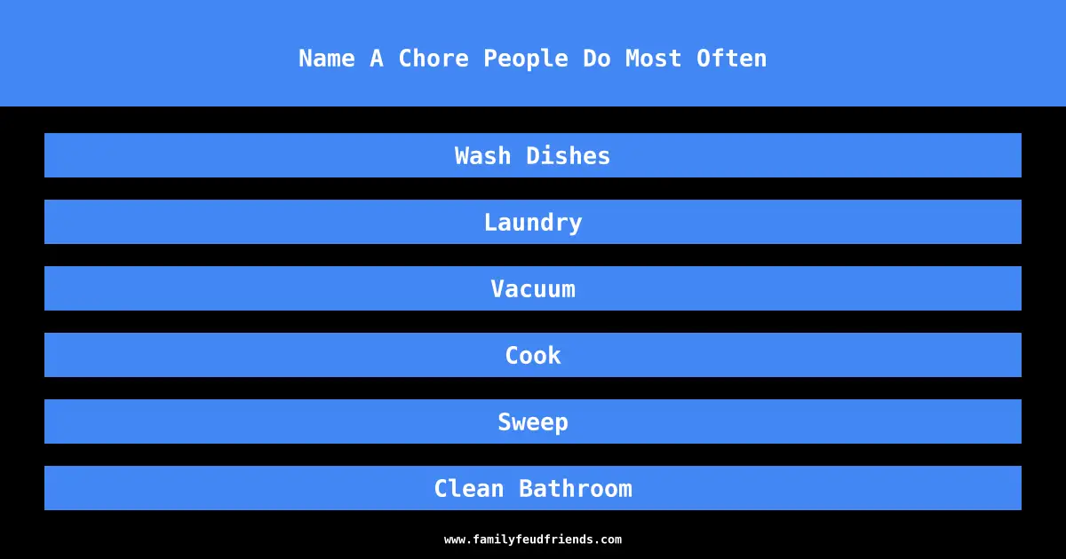 Name A Chore People Do Most Often answer