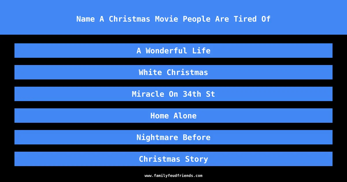 Name A Christmas Movie People Are Tired Of answer